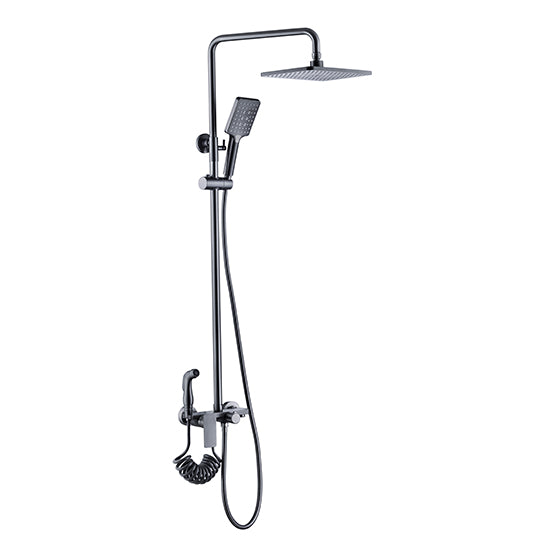 DG04545 Small Plane Grade 4, Square Exposed 3-Way Shower Mixer Set – Rain Shower