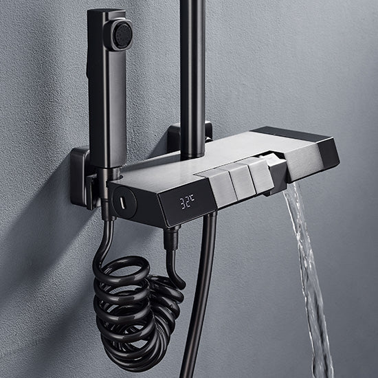 DG10045-S M Piano Digital Display 4th Gear Manufacturing, Europe Matte Black Exposed Surface Hot Water Shower Head Mounted