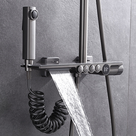 DG11245 Blade Waterfall Digital Display, 2-Function Square Shower System With Stainless Steel Top Spray Shower Set