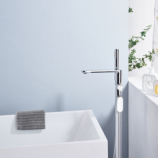 DG801 free-standing bathtub floor mount faucet Freestanding Tub Filler Chrome Finish