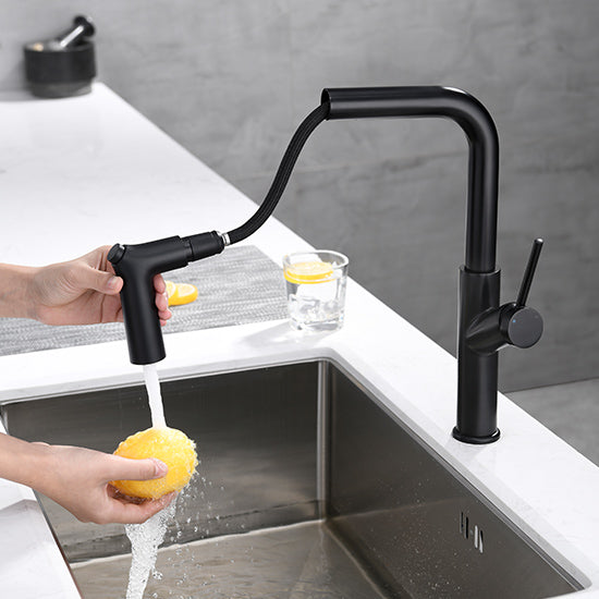 JY-8831 Hot Selling pull-out/pull-down Brass Matte Black Dual Mode Sink Taps Mixer Kitchen Faucet With Pull Down Sprayer