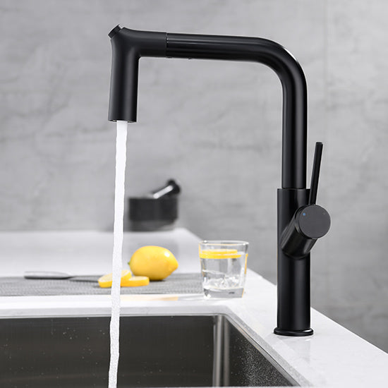 JY-8831 Hot Selling pull-out/pull-down Brass Matte Black Dual Mode Sink Taps Mixer Kitchen Faucet With Pull Down Sprayer