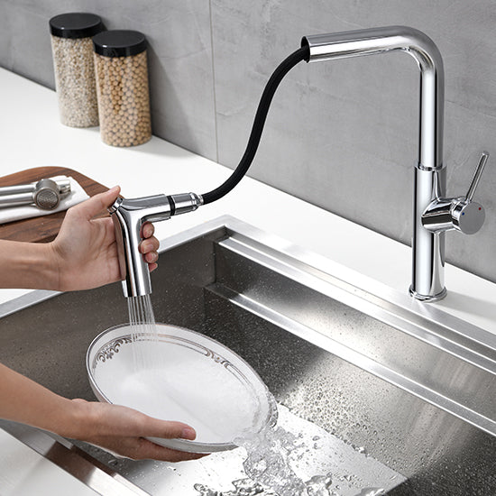 JY-8831 Hot Selling pull-out/pull-down Brass Matte Black Dual Mode Sink Taps Mixer Kitchen Faucet With Pull Down Sprayer