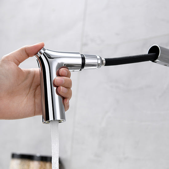 JY-8831 Hot Selling pull-out/pull-down Brass Matte Black Dual Mode Sink Taps Mixer Kitchen Faucet With Pull Down Sprayer